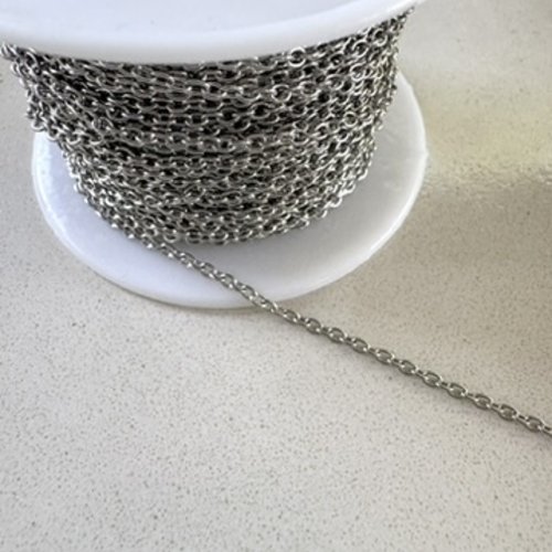 Chaîne maille ovale soudée en acier inoxydable 304 argentée au mètre – maille 2,5x2 mm cha-70