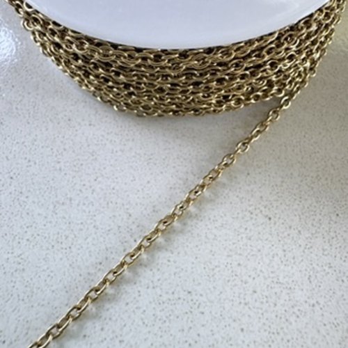 Chaîne maille ovale soudée en acier inoxydable 304 dorée pvd au mètre – maille 2,5x2 mm cha-69