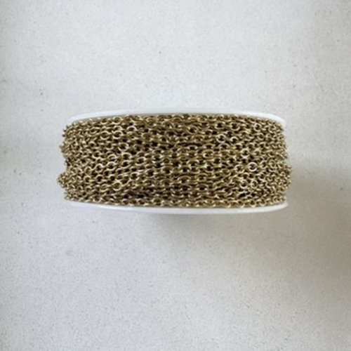 Bobine de 20 mètres de chaîne maille ovale soudée en acier inoxydable 304 dorée pvd – maille 2,5x2 mm cha-69b