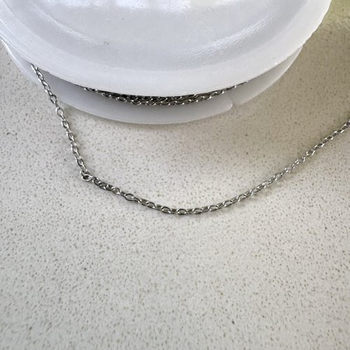 Chaîne maille ovale soudée en acier inoxydable 304 argentée au mètre – maille 1,6x1,3 mm cha-67
