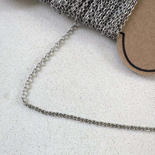 Chaîne maille ovale soudée en acier inoxydable 304 argentée au mètre – maille 2x1,5 mm cha-66