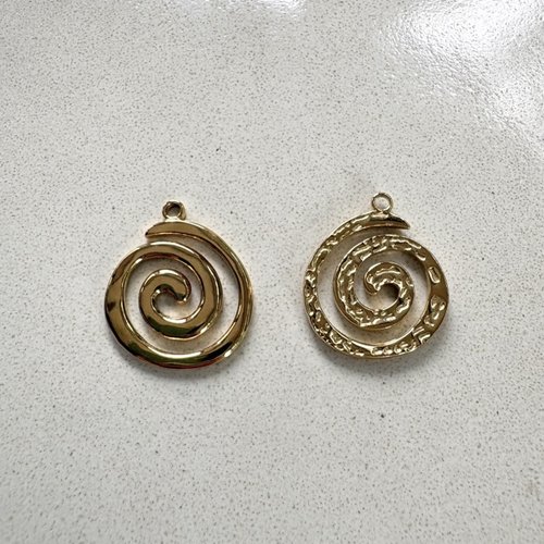 Breloque spirale en acier inoxydable 304 dorée pvd 18k 23x19,5 mm do52-2