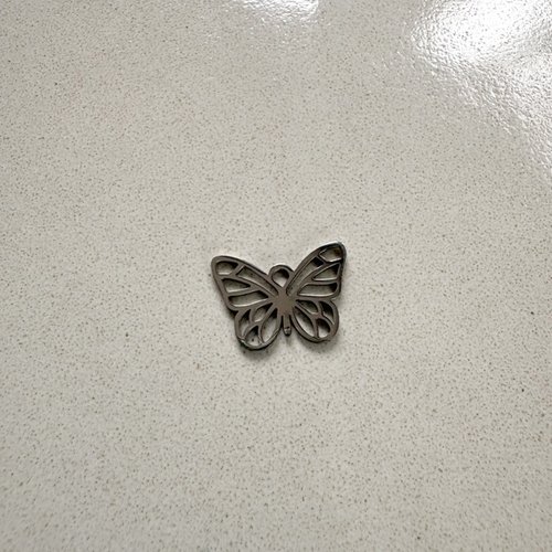 Breloque papillon en acier inoxydable 201 argentée 13x18,5 mm ar67-9