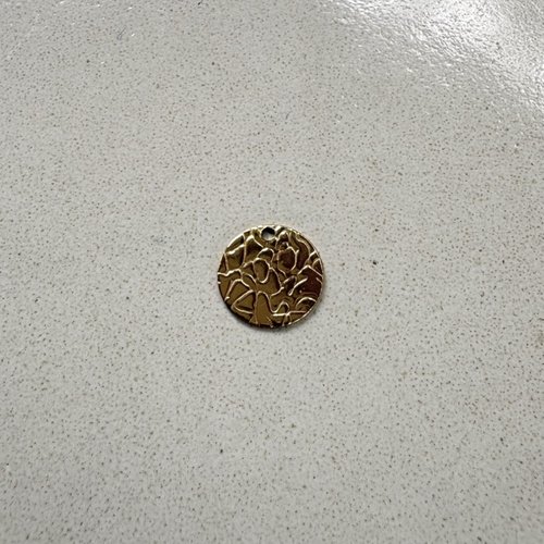 Sequin rond texturé en acier inoxydable 304 doré pvd 18k 12 mm do51-7