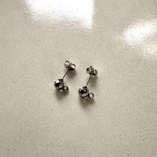 Clous d'oreilles boule effet texturé en acier inoxydable 304 argenté 5 mm
