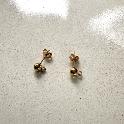 Clous d'oreilles boule effet texturé en acier inoxydable 304 doré pvd 5 mm