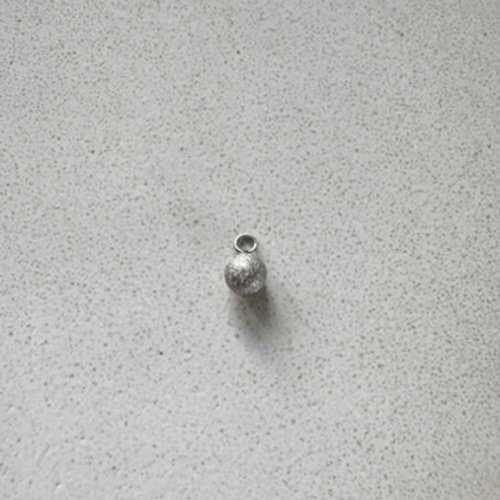 Breloque boule effet pailleté en acier inoxydable 304 argenté 5 mm
