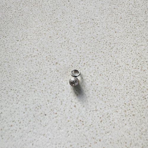 Breloque boule effet pailleté en acier inoxydable 304 argenté 3 mm