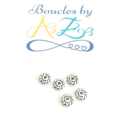Perles intercalaires rondelles argentées 6mm x20 par6-18