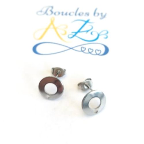 Puces argentées, forme anneau, en acier inox sbopu-77