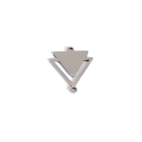 Intercalaire triangle design en acier inoxydable argenté 19x16mm ar1-9
