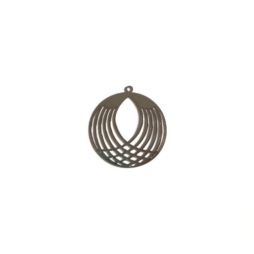 Estampe filigrane ronde argentée 27x25mm ar19-7