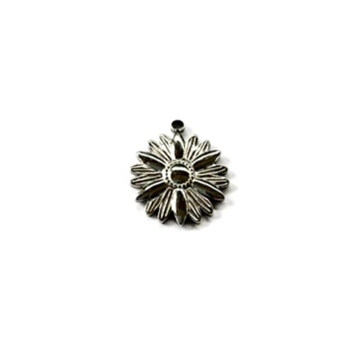 Pendentif fleur en acier inoxydable 304 argenté 25 × 22 mm ar65-2