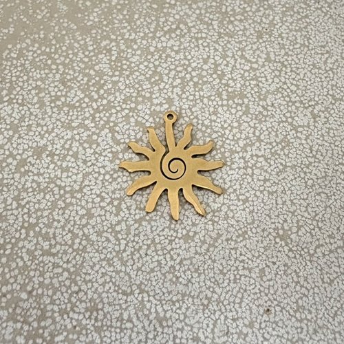 Pendentif soleil en acier inoxydable 201 doré – 23 × 21 mm do48-4