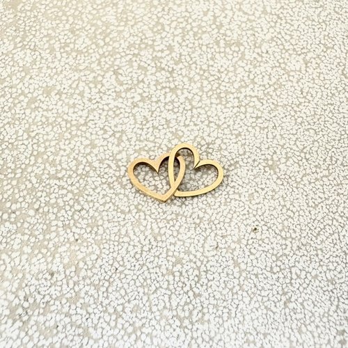 Intercalaire double cœur en acier inoxydable 201 doré – 21 mm do48-3