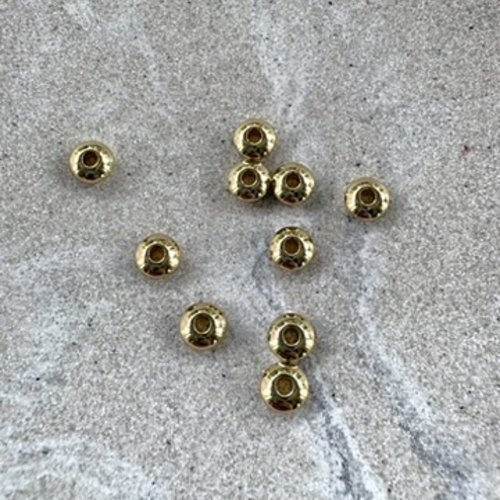 Perles rondelles bombées en acier inoxydable 304 doré – 6 × 3 mm - lot de 10 perles pdo4-14
