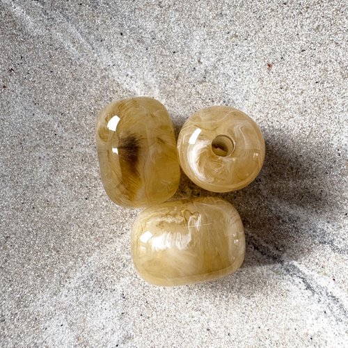 Perle tube en acrylique imitation pierre gemme beige sable – 20 × 15 mm pblc7-24