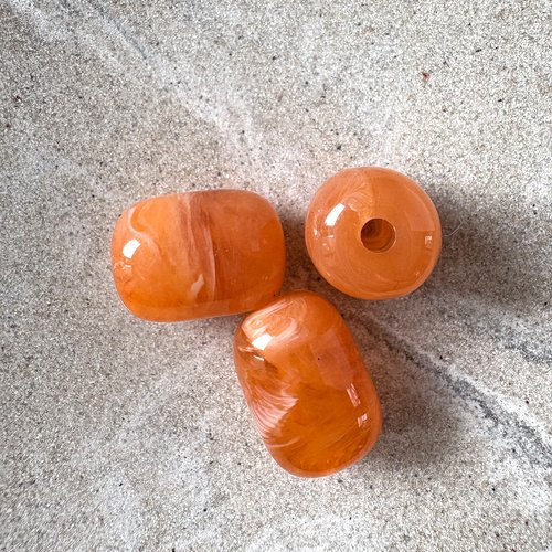 Perle tube en acrylique imitation pierre gemme orange – 20 × 15 mm por6-24
