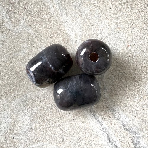 Perle tube en acrylique imitation pierre gemme noir translucide – 20 × 15 mm pno4-8