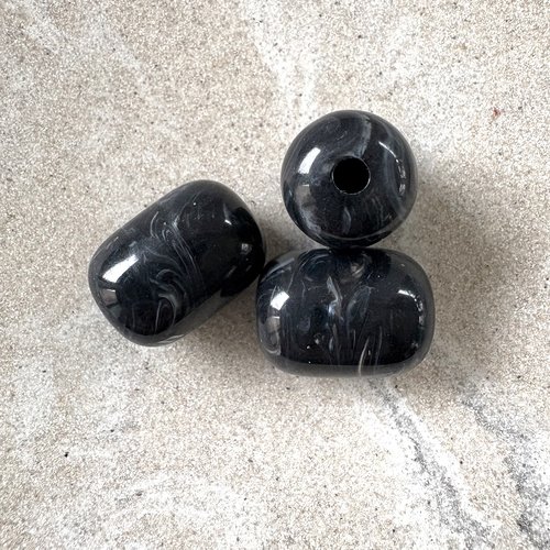 Perle tube en acrylique imitation pierre gemme noir opaque – 20 × 15 mm pno4-9