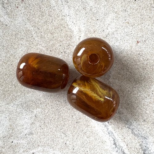 Perle tube en acrylique imitation pierre gemme marron ambré translucide – 20 × 15 mm pma4-13