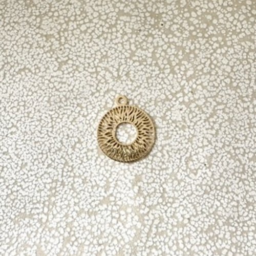 Breloque filigrane ronde en laiton doré – 14 × 12 mm do50-2