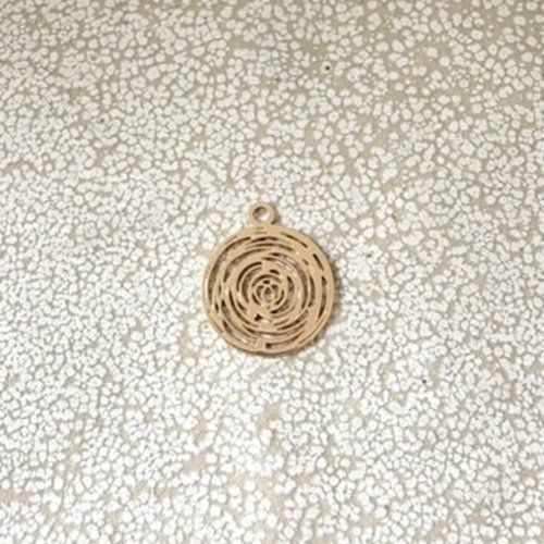 Breloque filigrane ronde en laiton doré – 16 × 12 mm do50-1