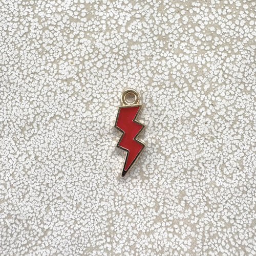 Breloque émaillée éclair rouge en métal doré – 20 × 7 mm rou7-2