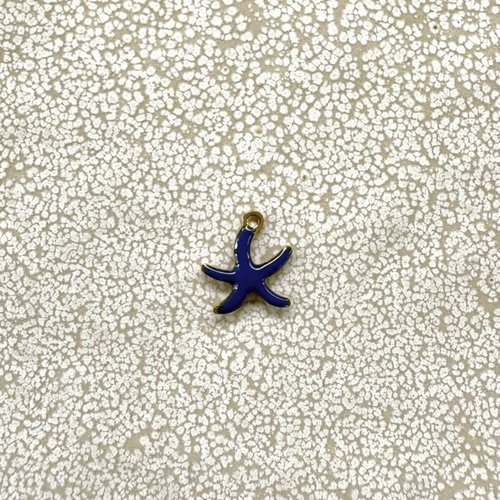 Breloque étoile de mer émaillée bleu marine en acier inoxydable 304 doré – 10,5 x 10 mm ble35-3