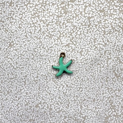 Breloque étoile de mer émaillée verte en acier inoxydable 304 doré – 10,5 x 10 mm ve32-8