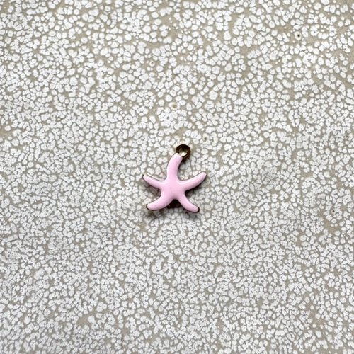 Breloque étoile de mer émaillée rose en acier inoxydable 304 doré – 10,5 x 10 mm ros33-5