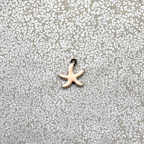 Breloque étoile de mer émaillée orange pâle en acier inoxydable 304 doré – 10,5 x 10 mm or13-2