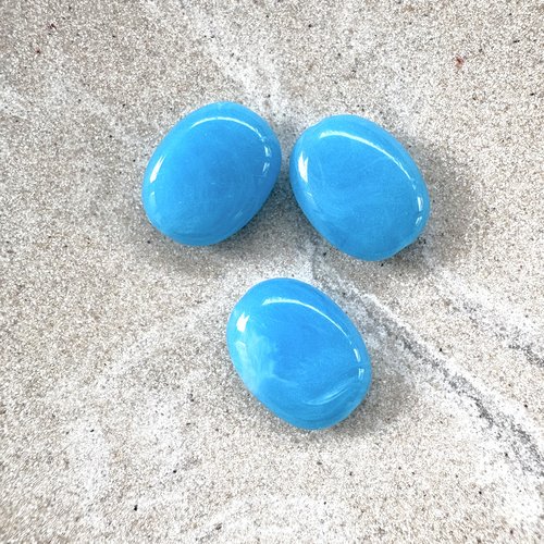 Perle ovale bleu turquoise en acrylique 19x15 mm ptu8-9
