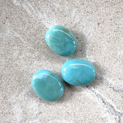 Perle ovale bleu/vert d’eau en acrylique 19x15 mm ptu8-10
