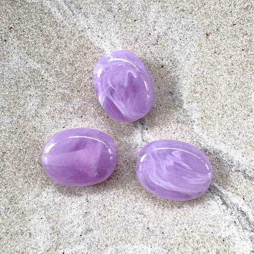 Perle ovale violet marbré en acrylique 19x15 mm pvi10-17
