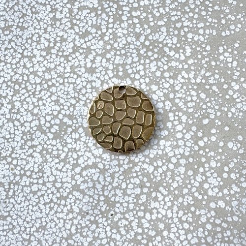 Sequin rond acier inoxydable doré pvd effet léopard 15 mm – pendentif rond, breloque bijoux diy, apprêts inox do50-7