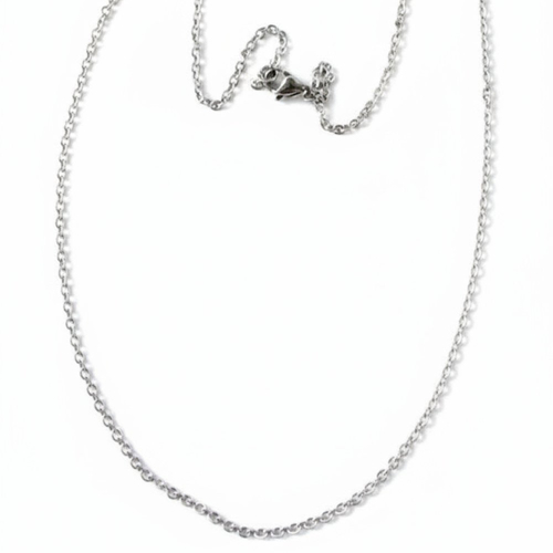 Collier maille ovale acier inoxydable 304 argenté 50 cm – chaîne fine bijoux diy, support pendentif sbr-94