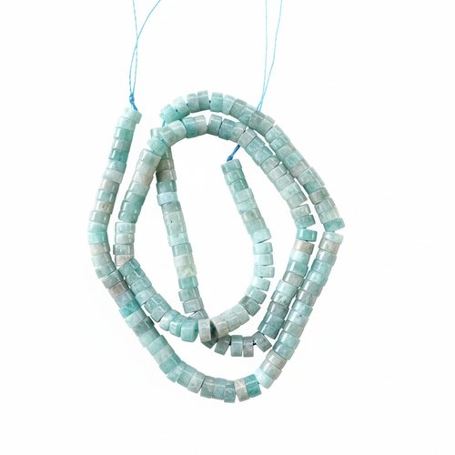 Perles heishi amazonite naturelle 4x2 mm – perles plates pierre naturelle pour bracelet diy, lot de 10 perles ou fil 39 cm pp1-111