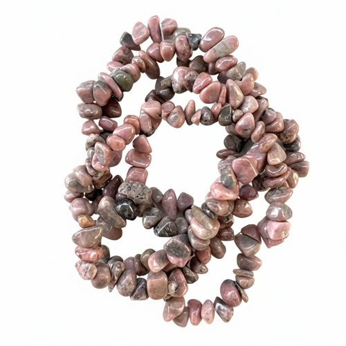 Perles chips rhodonite naturelle 5-8 mm – perles pierre naturelle, bohèmes diy, lot de 30 perles ou fil 80 cm pp1-113