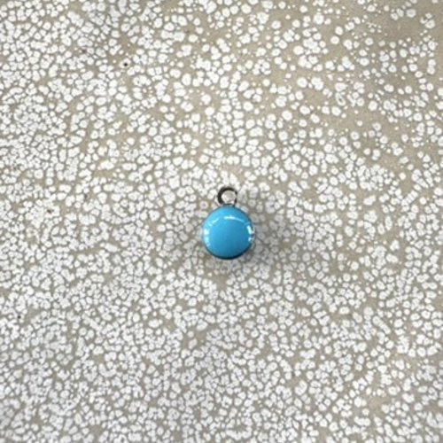 Breloque boule émaillée bleu turquoise 8,5x6 mm acier inoxydable – breloque ronde bijoux diy tu23-9