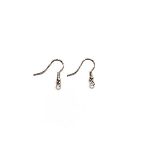 Crochets d’oreilles avec boule argentés acier inoxydable 316 – lot 20 ou 50 paires, supports boucles d’oreilles diy lotsbocr-16