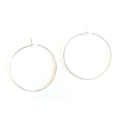 Créoles fines argentées 25 mm laiton – lot 20 ou 50 paires, supports boucles d’oreilles diy