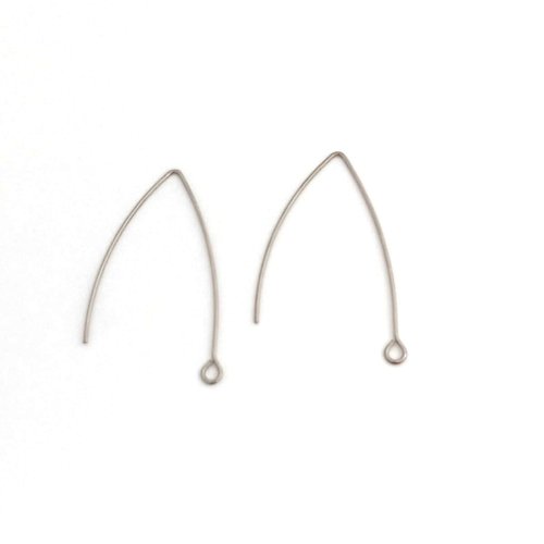 Crochets d’oreilles longs argentés 41x22 mm acier inoxydable 304 – lot 20 ou 50 paires, supports boucles d’oreilles diy