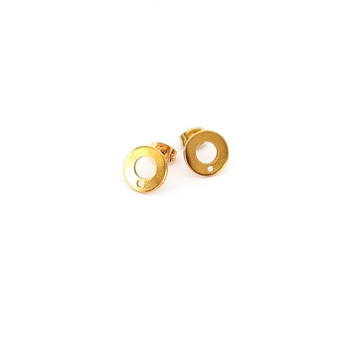 Clous d’oreilles cercle dorés 10 mm acier inoxydable 304 pvd – lot 20 ou 50 paires, supports boucles d’oreilles diy