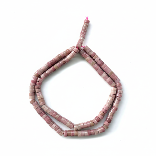 Perles heishi rhodonite naturelle 4,5x2,5 mm – perles rondelles pierre naturelle, lot 10 perles ou fil 38 cm pp1-116