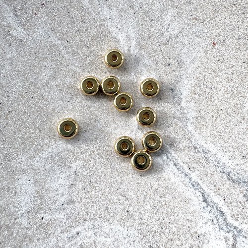 Perles rondelles dorées acier inoxydable 304 6 mm – intercalaires bijoux diy, lot de 10 pdo4-16