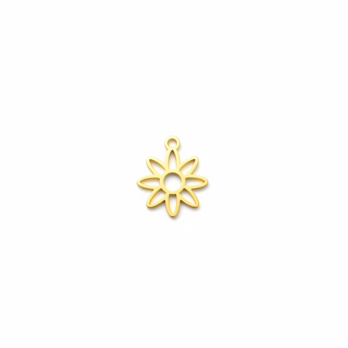 Breloque fleur acier inoxydable 304 doré 14x12 mm – pendentif fleur bijoux diy, x1 ou x10 do50-8
