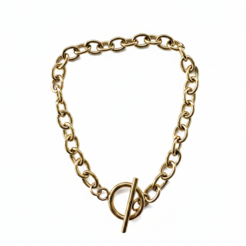 Bracelet maille ovale acier inoxydable doré 19 cm – bracelet fermoir t diy à personnaliser sbr-96