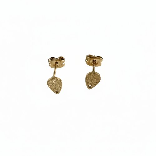 Clous d’oreilles goutte effet pailleté dorés pvd en acier inoxydable 304 8x5 mm x1 ou x10 paires sbopu-120