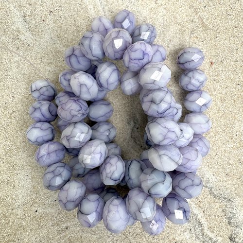 Perles rondelles à facettes en verre violet 8x6 mm – fil d'environ 60 perles pvi10-21